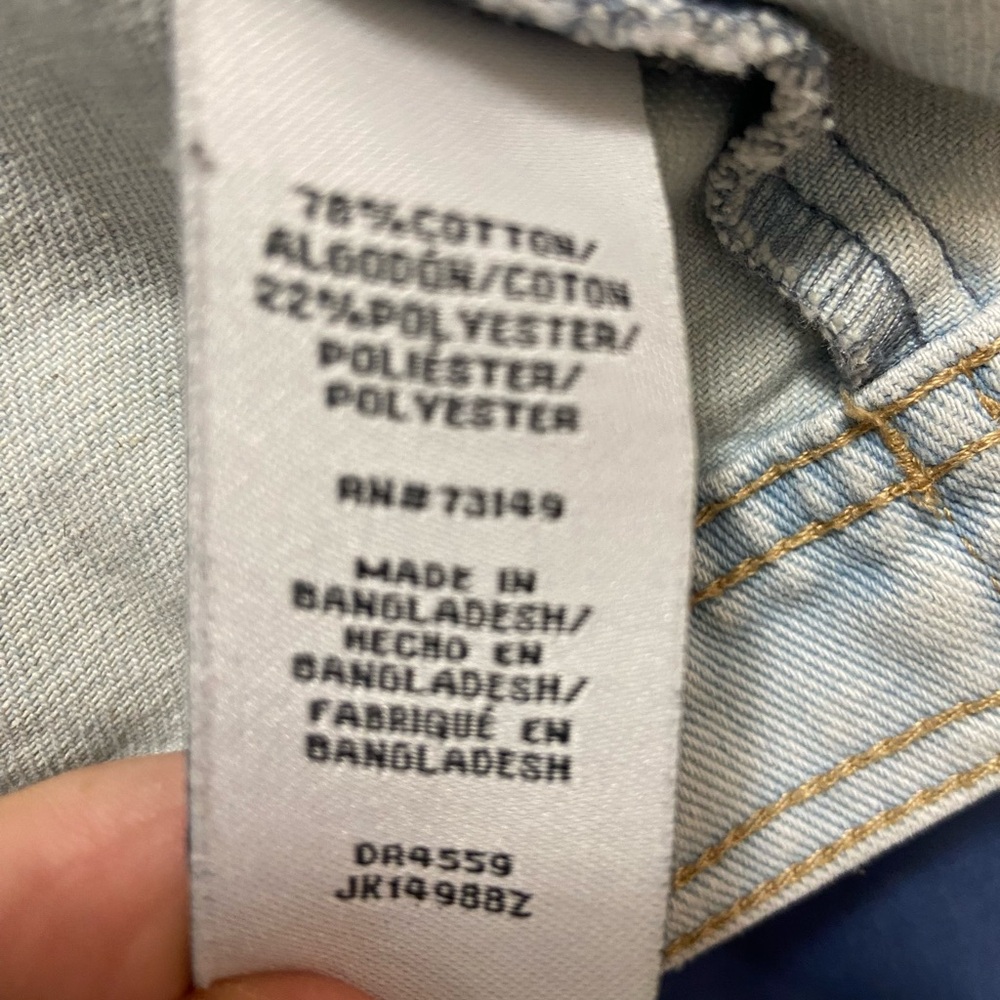 BBJ Los Angeles Jean Jacket Light Wash Distressed Pockets Long Sleeve Sz S - Picture 5 of 6